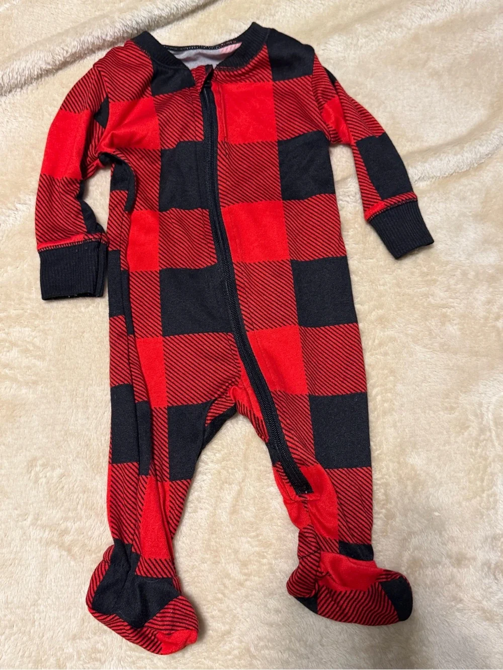 Santa Baby Red and Black Holiday One-Piece for Kids